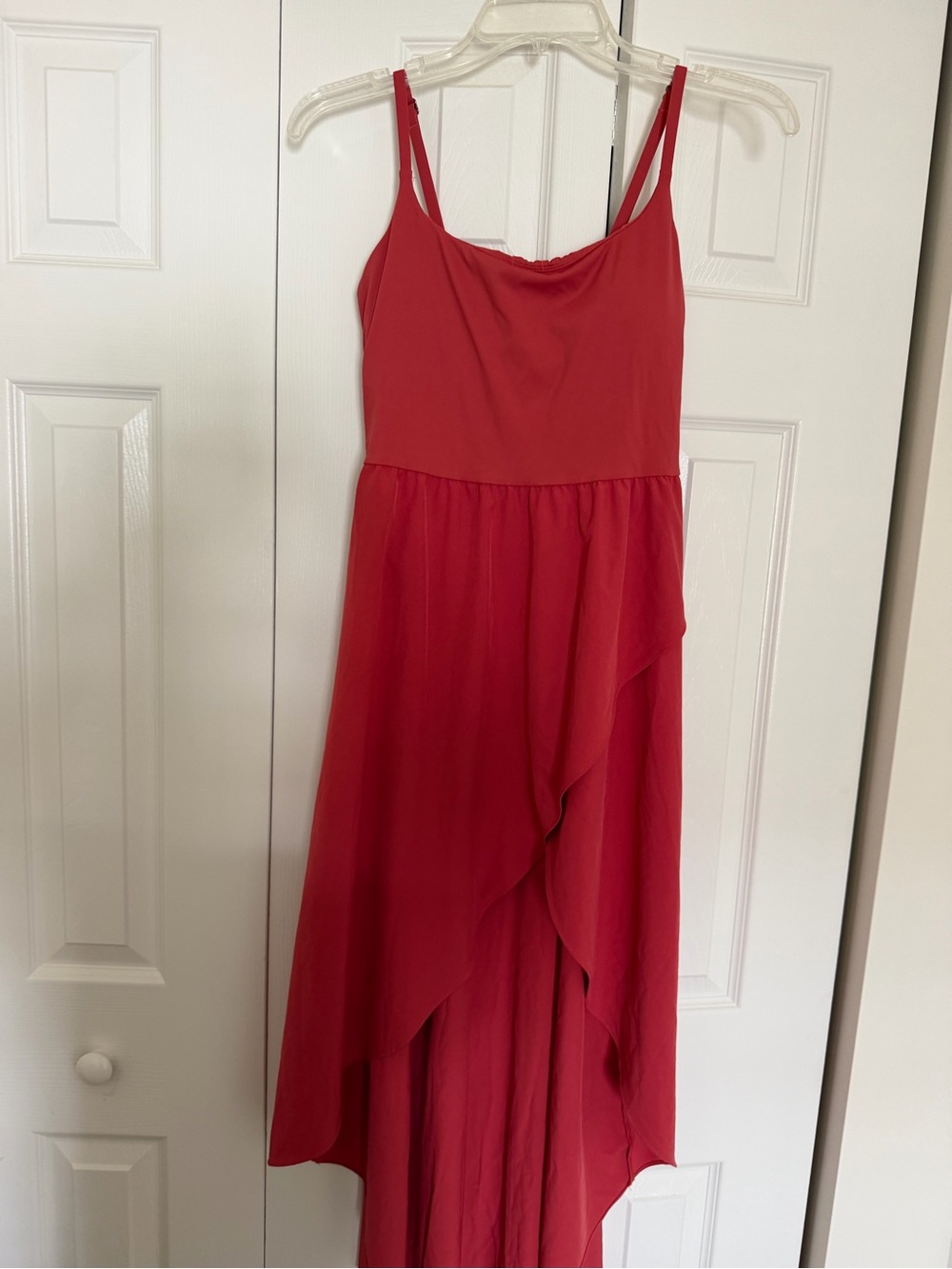 Halara Red Midi Dress XS Built-In Bra Sleeveless High Low Dress - Picture 1 of 8